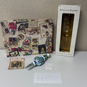 Fitz and Floyd Festive Ornament, Vtg bells (12) & Vtg Box